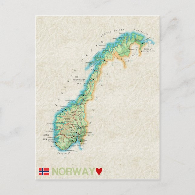 Cartão Postal MAPA POSTCARDS: NA Noruega (Frente)