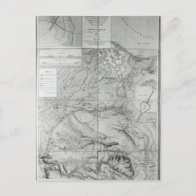 Cartão Postal Mapa preparatório do Canal do Suez, 1855 (Frente)