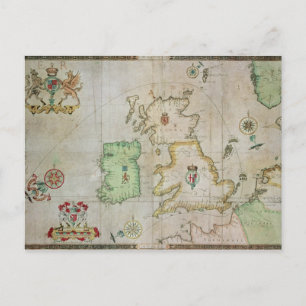 Cartão Postal Mapa que mostra a rota da frota Armada