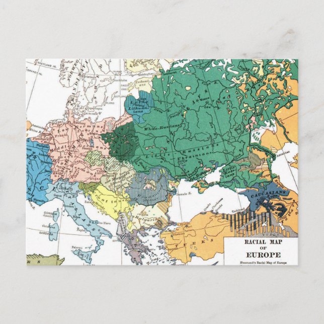 Cartão Postal Mapa Racial da Europa (Frente)