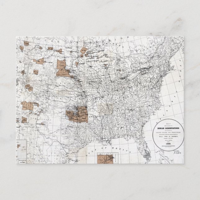 CARTÃO POSTAL MAPA: RESERVAS, 1888 (Frente)