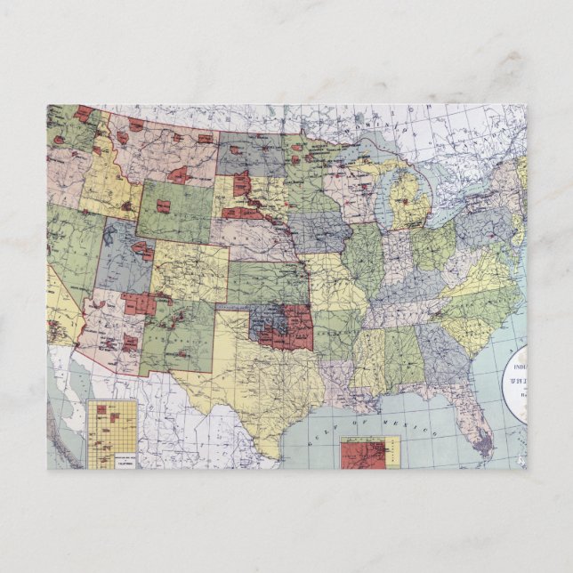 CARTÃO POSTAL MAPA: RESERVAS, 1892 (Frente)