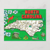 Mapa Retro da Carolina do Norte