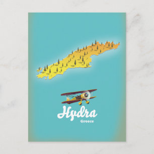 Cartão Postal Mapa retrô da Grécia Hydra