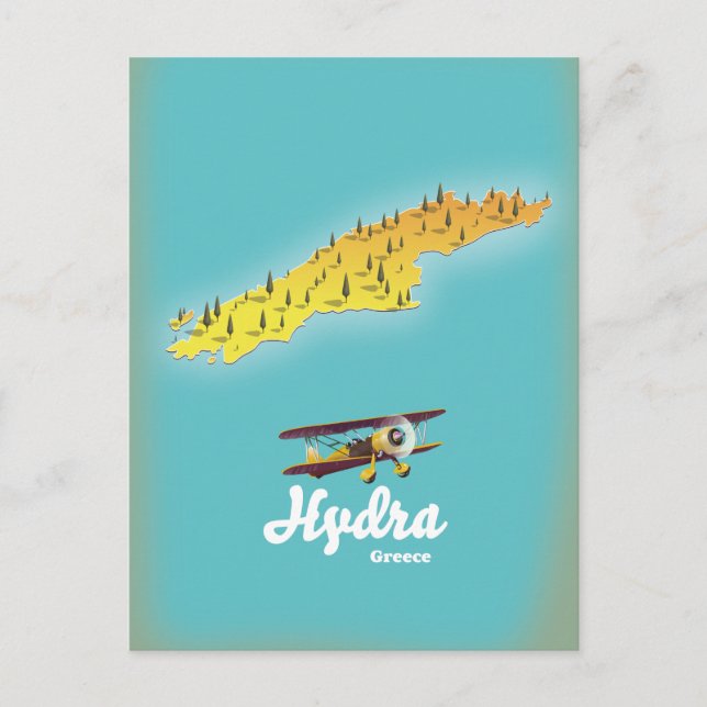 Cartão Postal Mapa retrô da Grécia Hydra (Frente)