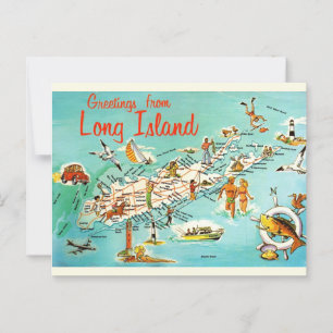 Cartão Postal Mapa Retro de Long Island