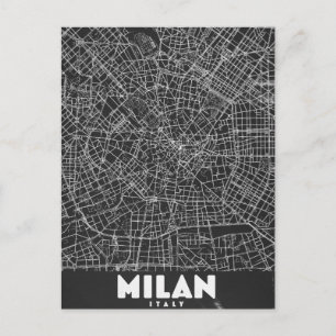 Cartão Postal Mapa Retro de Milão Itália