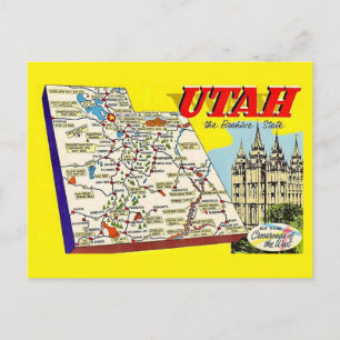 Cartão Postal Mapa Retro de Utah