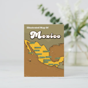 Cartão Postal Mapa retrô do México