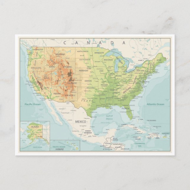 Cartão Postal Mapa Retroativo de Cores do Mundo (Frente)