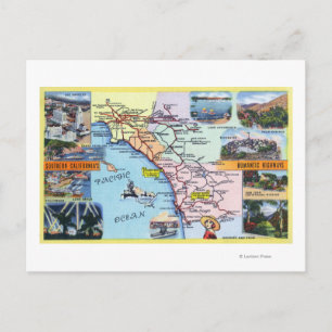Cartão Postal Mapa Rodoviário das Estradas Românticas do Sul da