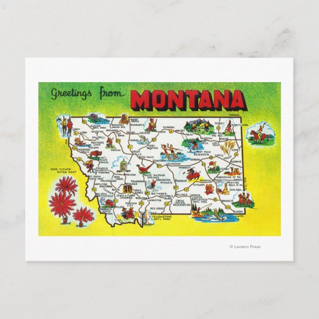 Cartão Postal Mapa rodoviário do estado, cumprimentos de (Frente)