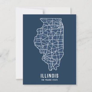 Cartão Postal Mapa rodoviário do estado de Illinois nos EUA - ma