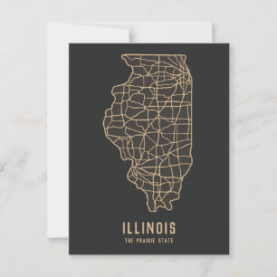 Cartão Postal Mapa rodoviário do estado de Illinois nos EUA - ma