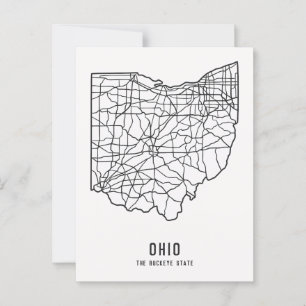 Cartão Postal Mapa rodoviário do estado de Ohio nos EUA - Mapa d