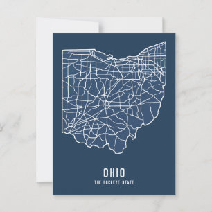 Cartão Postal Mapa rodoviário do estado de Ohio nos EUA - mapa d