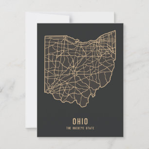 Cartão Postal Mapa rodoviário do estado de Ohio nos EUA - Mapa d