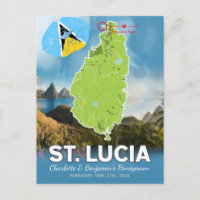 Mapa Romântico do Caribe de Lua de Mel Santa Lúcia