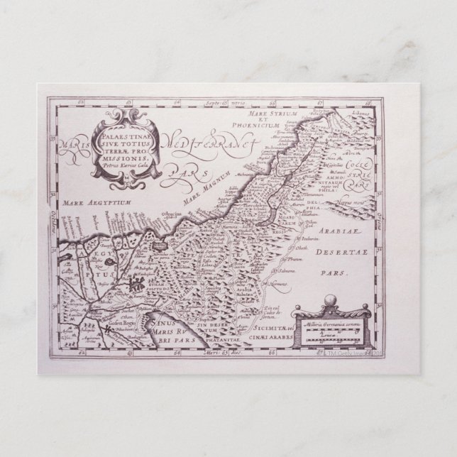 Cartão Postal Mapa Sagrado da Palestina, a Terra Prometida (Frente)