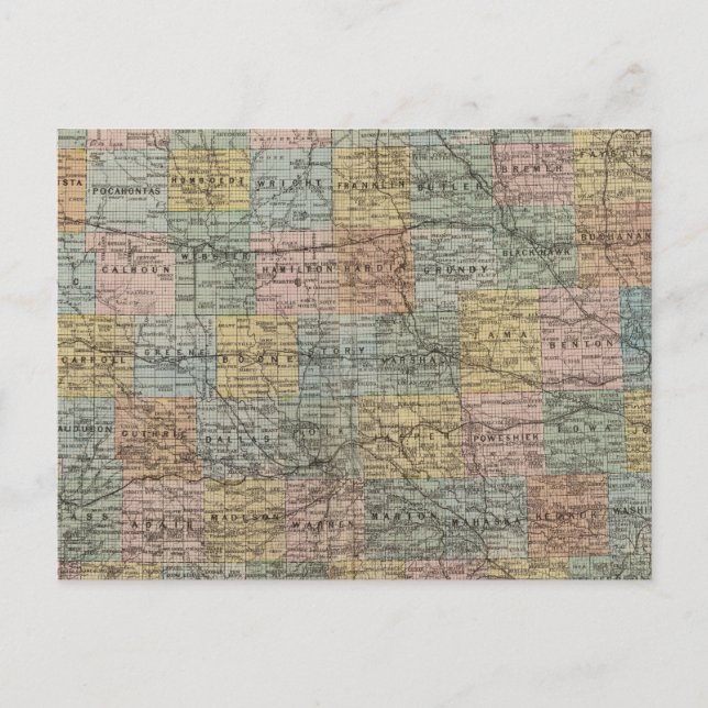 Cartão Postal Mapa setorial de Iowa (Frente)