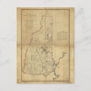 Cartão Postal Mapa Topográfico da Província de New Hampshire (17