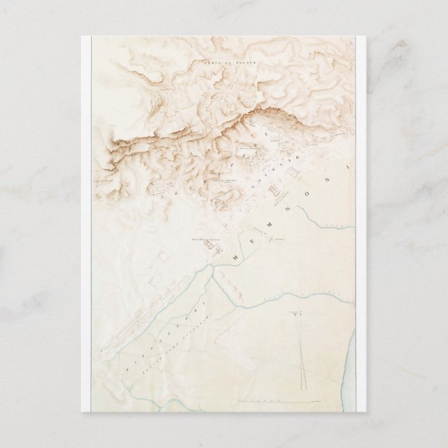 Cartão Postal Mapa topográfico das ruínas de Tebas Poster (Frente)