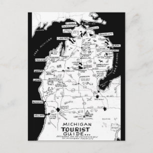 Cartão Postal Mapa turístico de Michigan