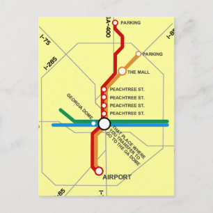 Cartão Postal Mapa Útil do Metrô de Atlanta