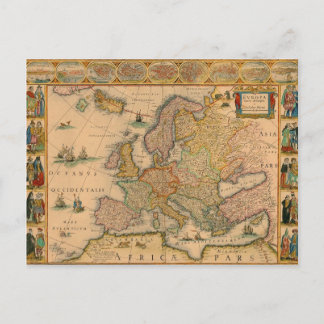 Cartão Postal Mapa velho de Europa