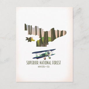 Cartão Postal Mapa vintage da floresta nacional Superior Minneso