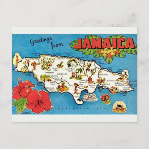 Cartão postal mapa vintage da ilha da Jamaica 