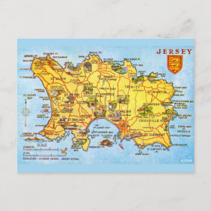 Cartão Postal Mapa Vintage de Jersey