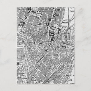 Cartão Postal Mapa Vintage de Munique Alemanha (1884)