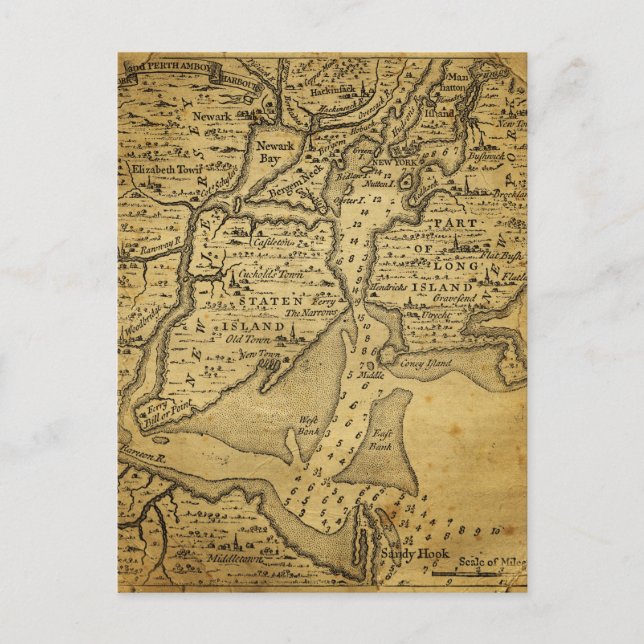 Cartão Postal Mapa Vintage de Nova Iorque (Frente)