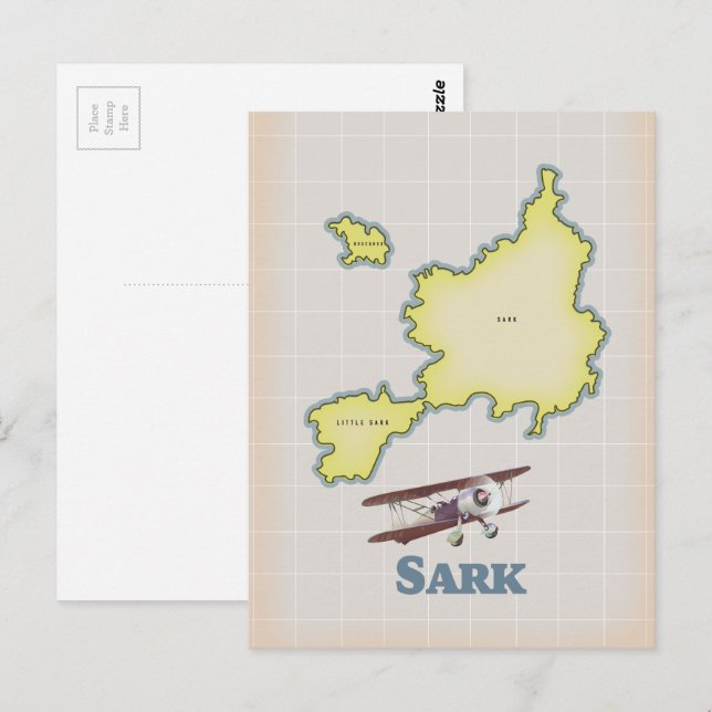 Cartão Postal Mapa vintage de Sark estilo retrô (Frente/Verso)