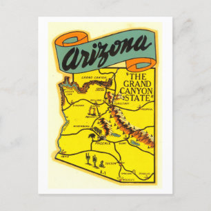 Cartão Postal Mapa Vintage do Cartão-Postal de Arizona