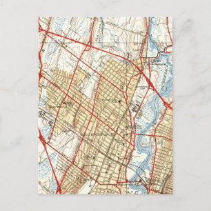 Cartão Postal Mapa Vintage do Hackensack NJ (1940)