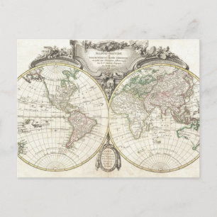Cartão Postal Mapa Vintage do Mundo (1775)