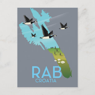 Cartão Postal Mapa vintage estilo Rab Coratia