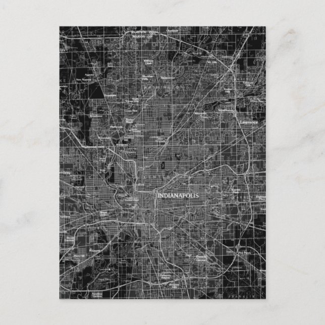 Cartão Postal Mapa Vintage Indianapolis (Frente)