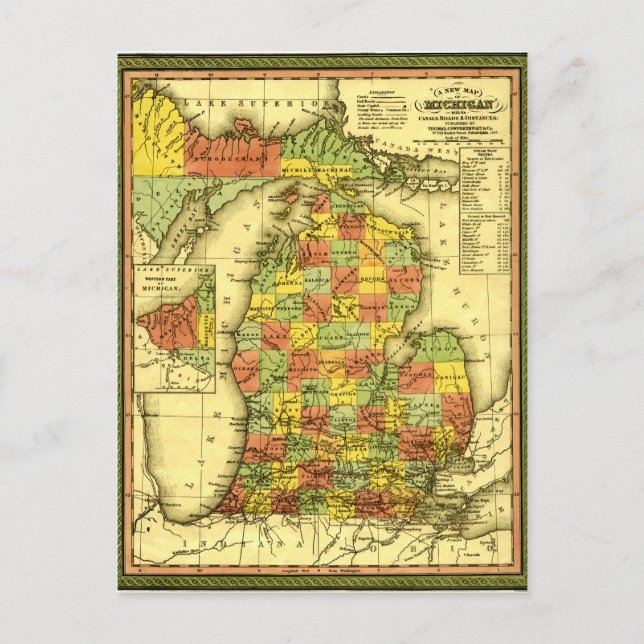 Cartão Postal Mapa vivido de Michigan mostra a verdadeira lealda (Frente)