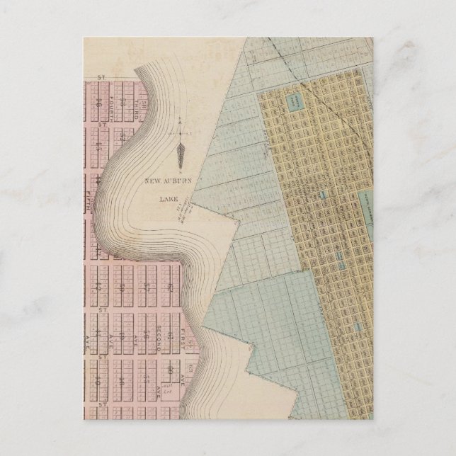 Cartão Postal Mapas de New Auburn, Minnesota (Frente)