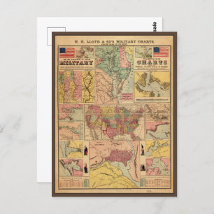 Cartão Postal Mapas Estratégicos Militares da Guerra Civil Vinta