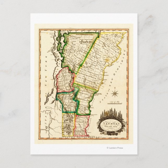 Cartão Postal MapaVermontPanorâmicaVermont 2 (Frente)