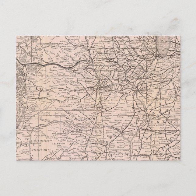 Cartão Postal Mapear a ferrovia ocidental Excelente do Canadá (Frente)