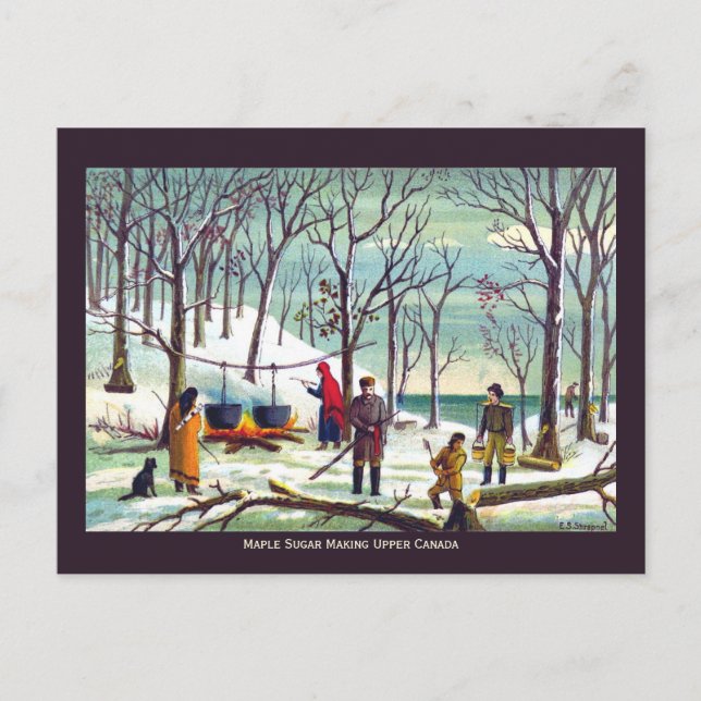 Cartão Postal Maple Syrup Sugar Fazer Upper Canada (Frente)