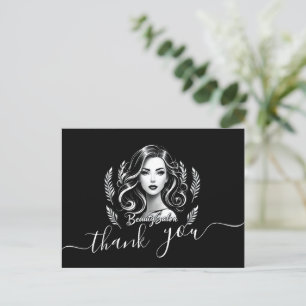 Cartão Postal Maquiador Estilista de Cabelo Moderno Preto Branco