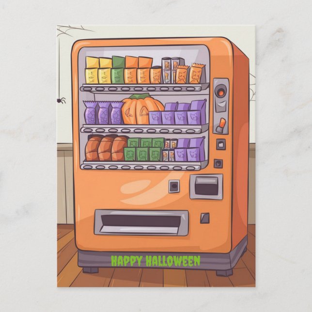 Cartão Postal máquina automática de doces feliz halloween (Frente)