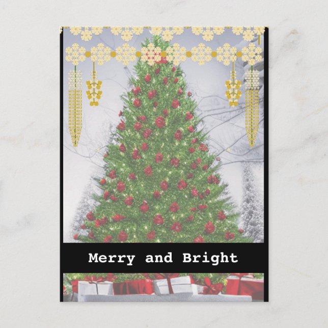 Cartão Postal Máquina branca preta Feliz Natal - Uma Foto (Frente)