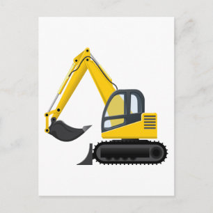 Cartão Postal Máquina de Construção de Escavador Amarelo e Pr